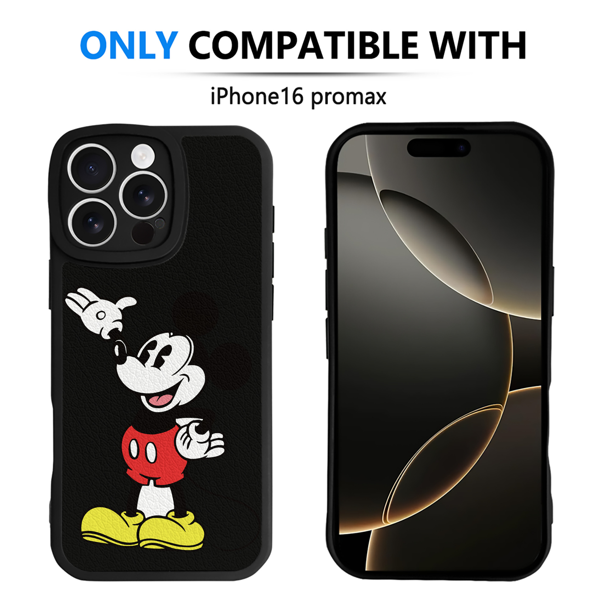 （画像用） ミッキーマウス Mickey Mouse 【iPhone 16シリーズ対応】シリコンスマホケース（レザー調） 材質：シリコン